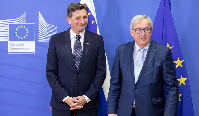 Predsednik republike Borut Pahor na srečanju s predsednikom Evropske komisije Jean-Claudom Junckerjem v Bruslju. | Foto: Twitter - Voranc