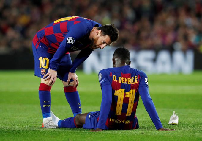 Ousmane Dembele se je spet poškodoval in v tej sezoni najverjetneje ne bo več igral. | Foto: Reuters