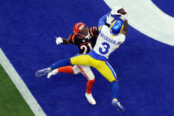 Odell Beckham je ujel prvi touchdown na Super Bowlu LVI | Foto: Reuters