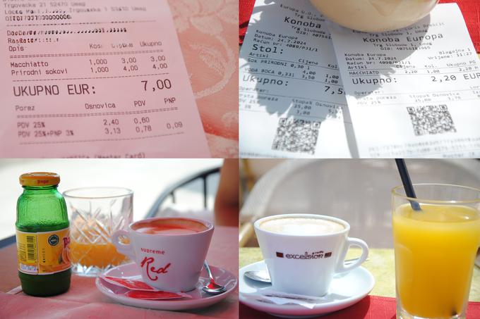 V Umagu so nam kavo z mlekom računali kot macchiato, kar nas je stalo med dvema in tremi evri.  | Foto: Maks Škulj