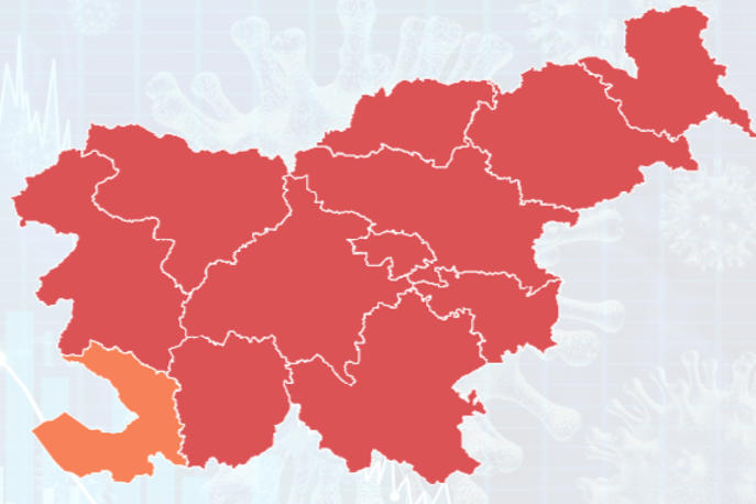 Rdeče regije | Oranžna je le še obalno-kraška regija. | Foto Posnetek zaslona