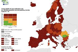 ECDC: Slovenija ostaja temno rdeča, prav tako tudi skoraj vsa Evropa