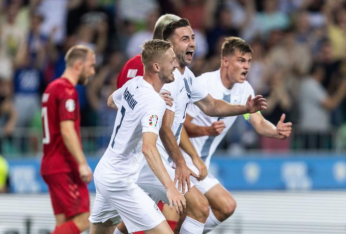 Andraž Šporar je lani zatresel mrežo Danske na kvalifikacijski tekmi v Ljubljani. | Foto: Vid Ponikvar/Sportida