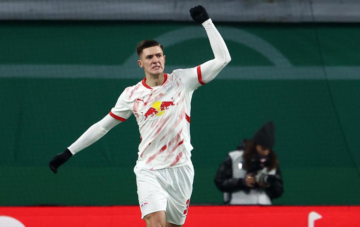 Leipzig Benjamin Šeško | Benjamin Šeško je zadel za 1:0, Leipzig je na koncu zmagal s 3:0. | Foto Guliverimage