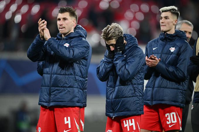 Razočaranja po tekmi nista skrivala niti oba slovenska nogometaša pri Leipzigu, Kevin Kampl (v igro je vstopil v 90. minuti) in Benjamin Šeško. | Foto: Reuters