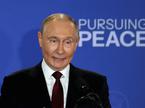 Vladimir Putin in Donald Trump na novinarski konferenci v mestu Anchorage na Aljaski