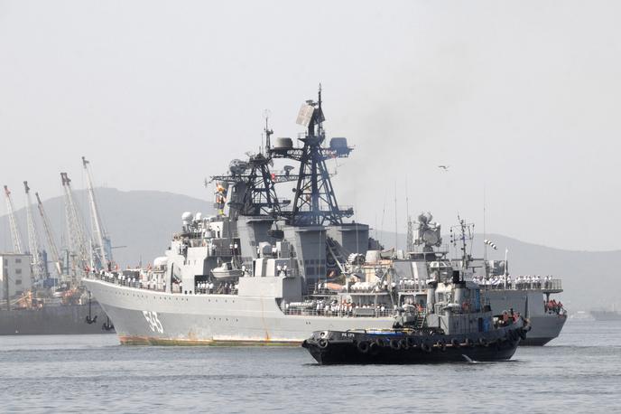 ruska vojska | Vojna ladja Maršal Shaposhnikov je bila narejena kot lovilec podmornic, kasneje pa so jo Rusi spremenili v rušilec.  | Foto Reuters