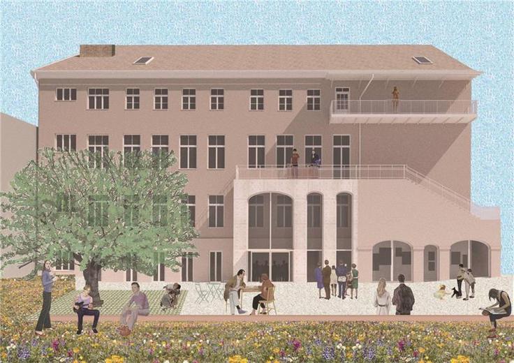 Vizualizacija prenovljenega Kajuhovega doma, ki bo postal center urbanega dogajanja. | Foto: Mestna občina Celje