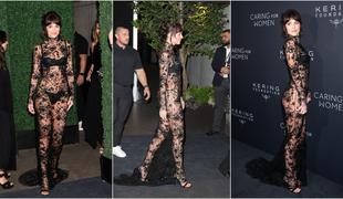 Prosojno je v trendu: Dakota Johnson je oblekla le čipko