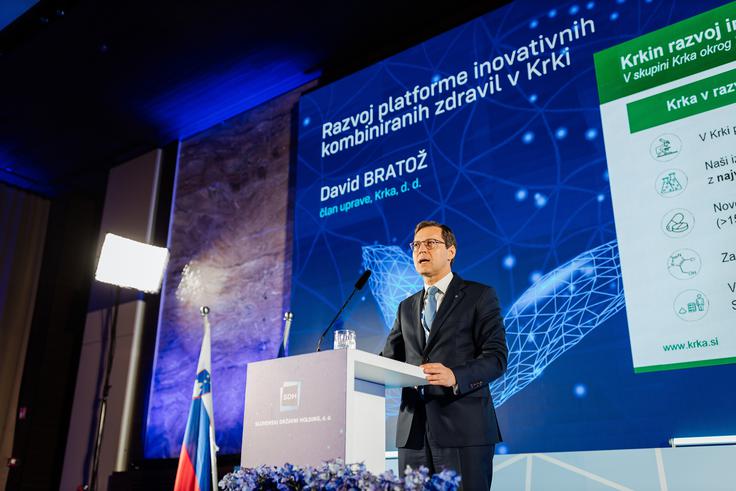 Član Krkine uprave David Bratož na konferenci SDH | Foto: Anže Godec