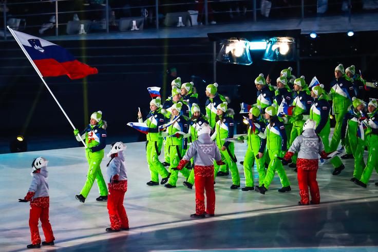 Slovensko zastavo je na odprtju olimpijskih iger v Južni Koreji vihtela Vesna Fabjan. | Foto: Stanko Gruden, STA