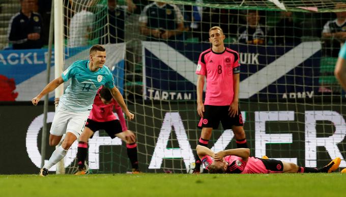 Na zadnji tekmi Srečka Katanca v vlogi selektorja je Škotski zabil dva gola. | Foto: Reuters