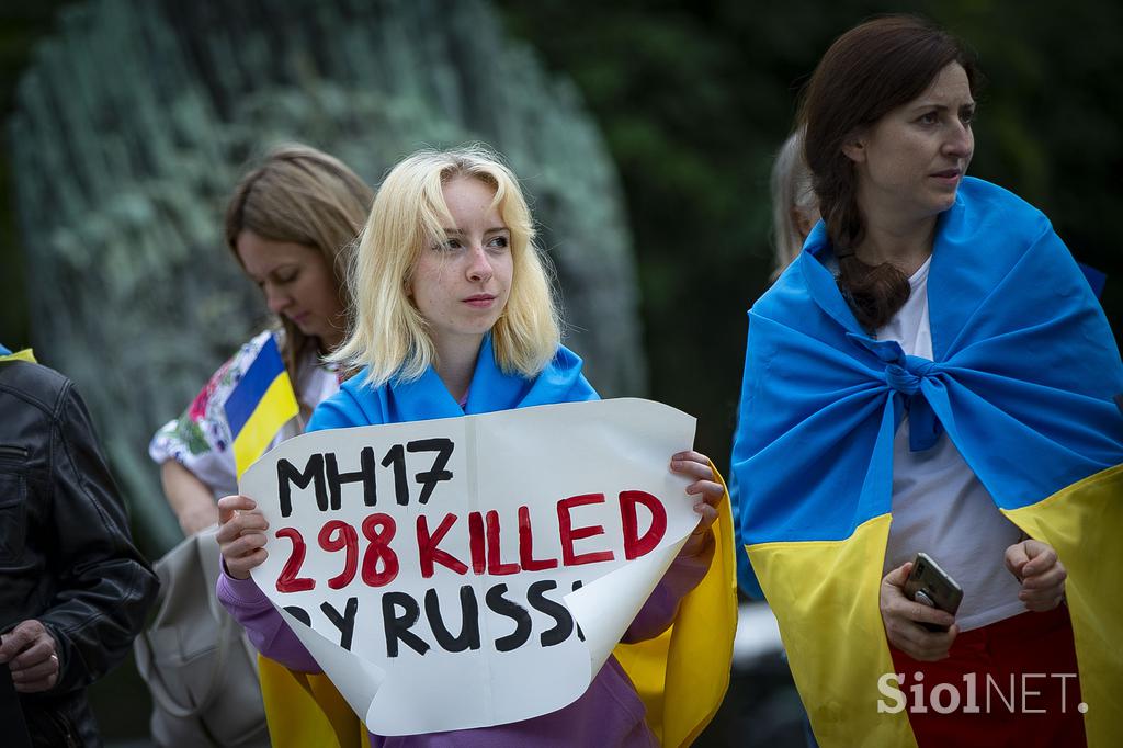 Shod v središču Ljubljane v podporo Ukrajini