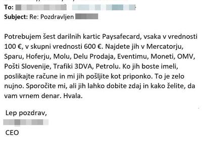 Pozor, nova prevara tudi v Sloveniji: šef vas prosi za nakup darilnih kartic