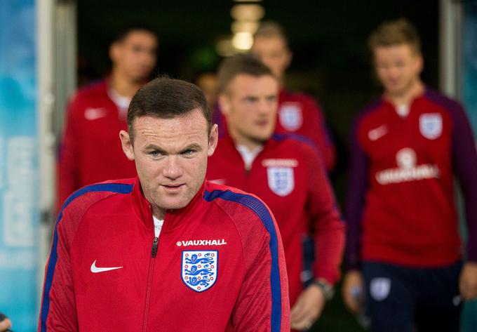 Wayne Rooney, kapetan in najboljši strelec v zgodovini Anglije, bo v Ljubljani upal na priložnost za igro v drugem polčasu. Tekmo proti Sloveniji bo začel na klopi. | Foto: Vid Ponikvar