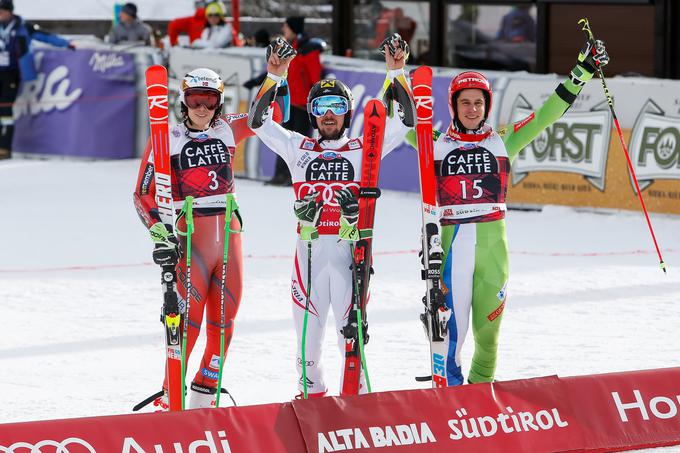 V Alta Badii se je ostrima tekmecema na stopničkah pridružil tudi Žan Kranjec. | Foto: Getty Images