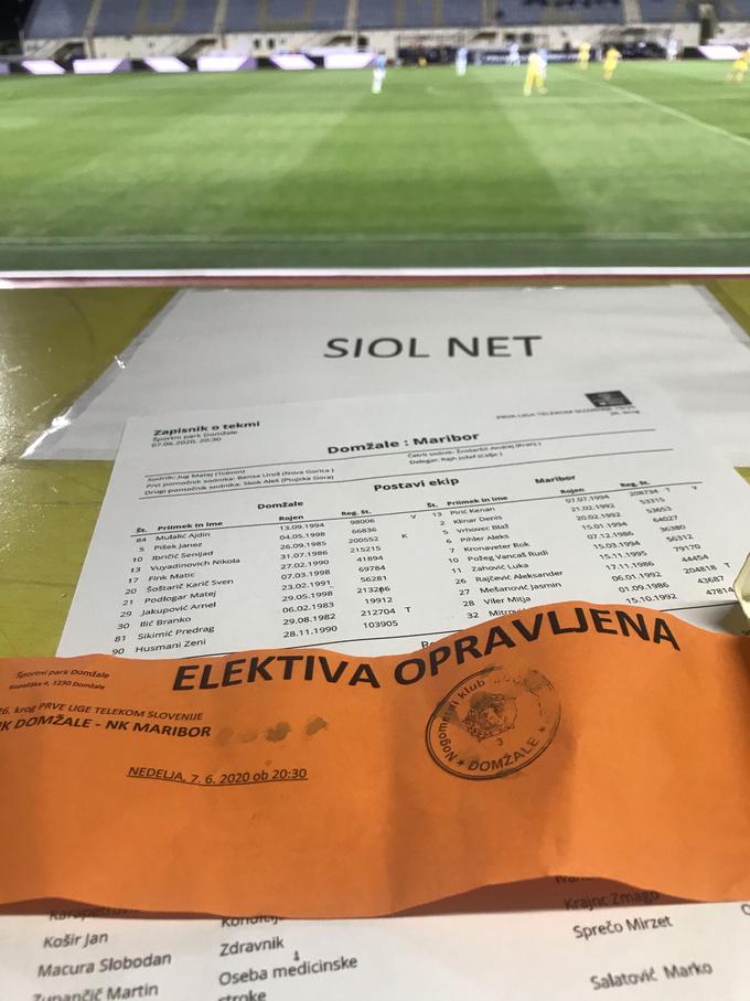 Potrdilo o opravljenem "pregledu" pred vstopom na stadion. | Foto: Sportal