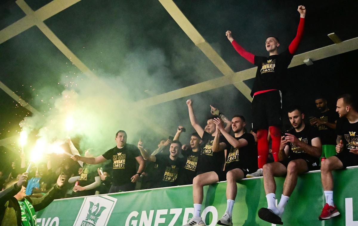 Olimpija Maribor 2023 | Olimpija se je nazadnje veselila domačega naslova leta 2023. Če bi danes ostala neporažena v Murski Soboti, bi si lahko morda zagotovila novo zvezdico že v nedeljo, če ne pa v prihodnjem krogu v Stožicah proti Radomljanom. | Foto Aleš Fevžer