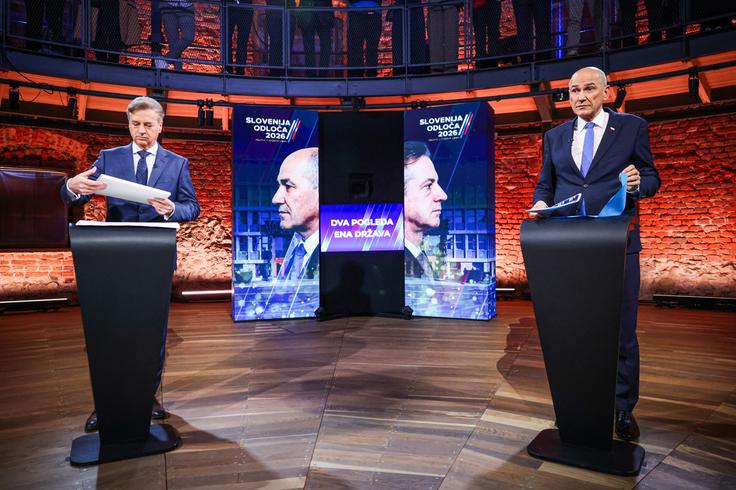 soočenje POP TV, Robert Golob, Janez Janša | Foto: Daniel Novakovič/STA