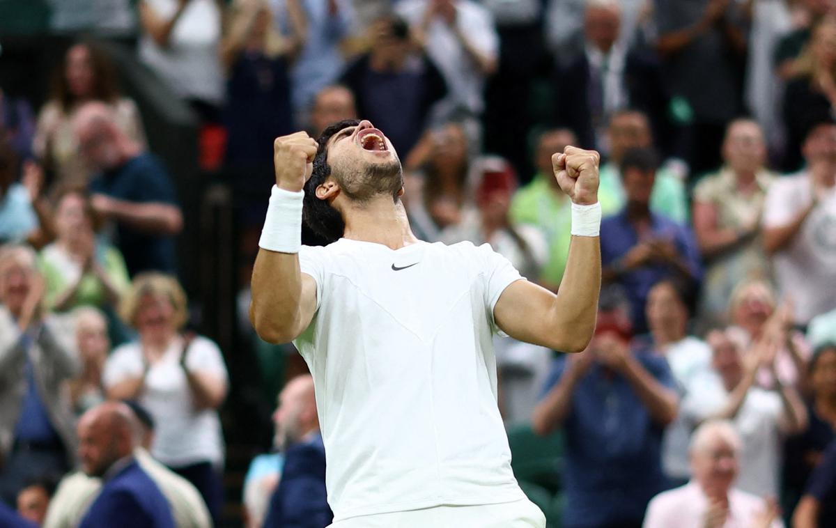 Carlos Alcaraz | Carlos Alcaraz se je prvič prebil v četrtfinale Wimbledona. | Foto Reuters