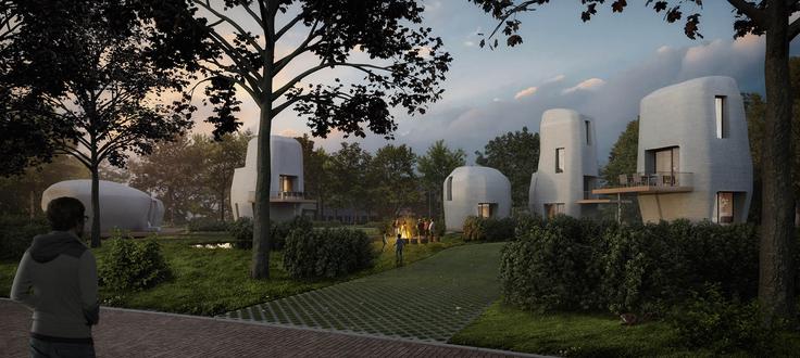 Prva betonska 3D-natisnjena stanovanjska hiša, ki bo stala v novi soseski Meerhoven, bo dokončana sredi leta 2019, v naslednjih štirih letih pa še preostale štiri, ki jih bo mogoče najeti. | Foto: http://www.houbenvanmierlo.nl