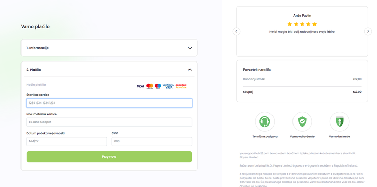 Primer obrazca na lažni spletni strani za prevzem nagrade s Facebooka. Vpisovanje osebnih podatkov in podatkov o plačilnih karticah ima lahko še precej hujše posledice od te, ki se zgodi v primeru nasedanja na obljube o nagradah. Tako pridobljene osebne podatke je med drugim mogoče zlorabiti za krajo identitete, lažno predstavljanje in prevzemanje nadzora nad žrtvinimi internetnimi uporabniškimi računi, kraja podatkov o plačilni kartici pa lahko žrtvi povzroči večjo denarno škodo. | Foto: Posnetek  zaslona