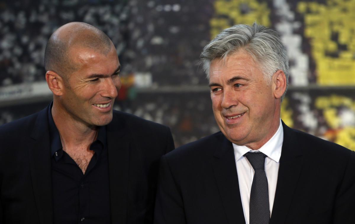 real Madrid Zidane Ancelotti | Zinedine Zidane je leta 2013 postal pomočnik Carla Ancelottija. Temu je pomagal do osvojitve evropskega naslova (2014). | Foto Reuters