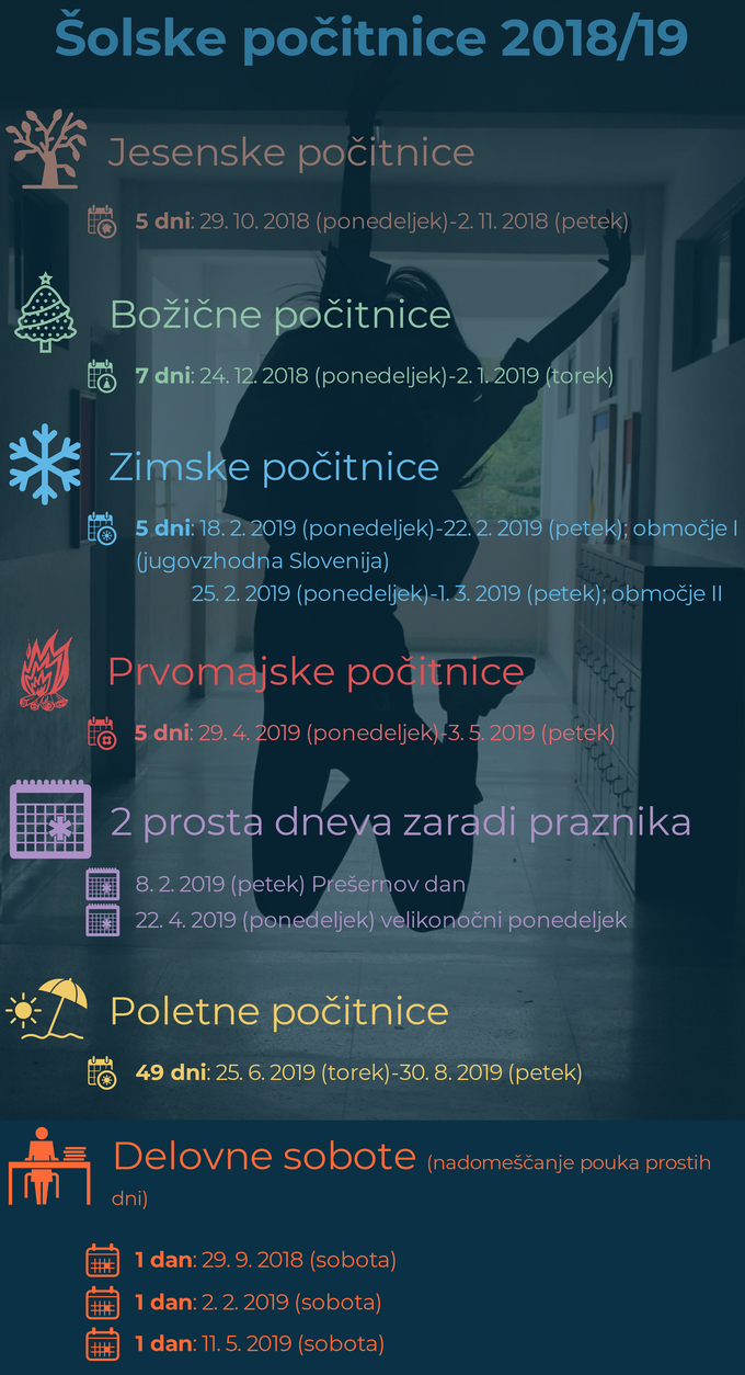 Šolske počitnice 2018/19 | Foto: Infografika: Marjan Žlogar