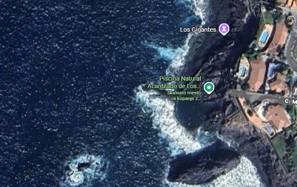 Tenerife nesreča | Nesreča se je zgodila v naravnem bazenu Isla Cangrej ob obali Los Gigantes.  | Foto Google maps