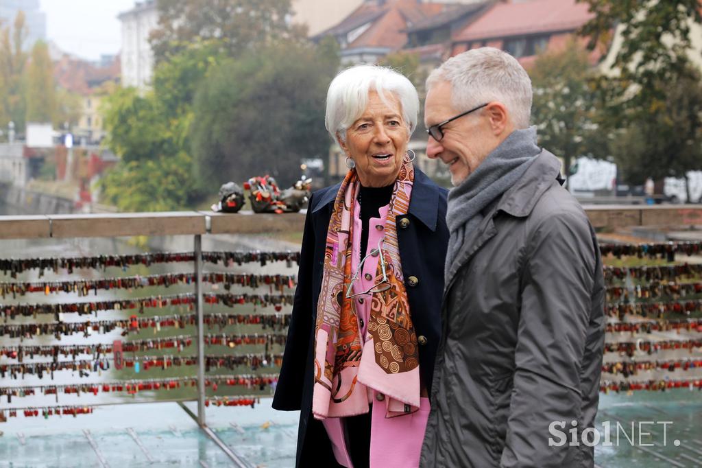 Christine Lagarde na obisku ljubljanske tržnice