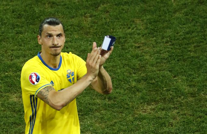 Zlatan Ibrahimović se je poslovil od švedskega dresa po Euru 2016, ko so Švedi izpadli že po skupinskem delu. Ibrakadabra je v Franciji na treh tekmah le enkrat sprožil v okvir vrat nasprotnika. | Foto: Reuters