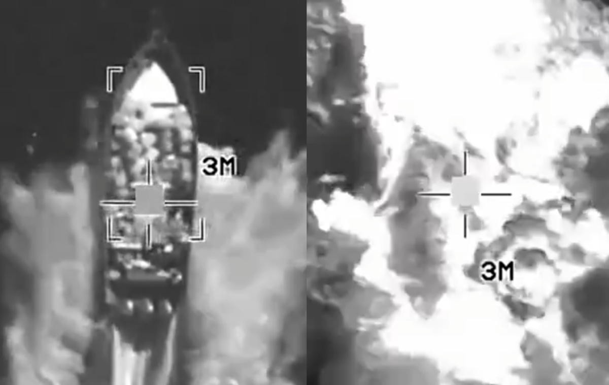 Napad Čoln ZDA | Videoposnetek napada na čoln je na družbenem omrežju X objavilo Južno poveljstvo Združenih držav Amerike. | Foto Posnetek  zaslona
