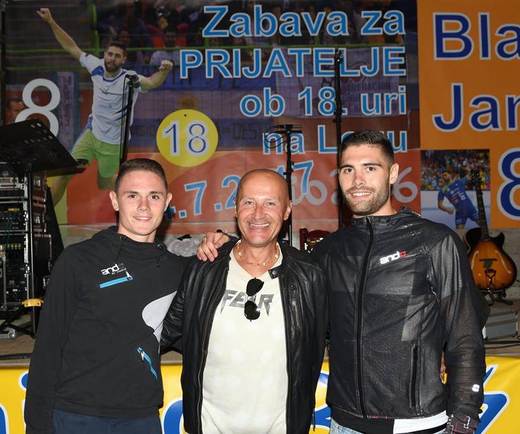 Blaž Janc (desno) z bratom Mitjo in Miranom Rudanom. | Foto: Slavko Kolar