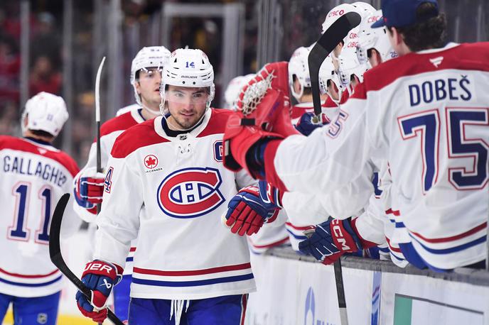 Nick Suzuki | Nick Suzuki je minuto in pol pred iztekom rednega dela izsilil podaljšek, v tem pa zadel za zmago Montreala na Floridi. | Foto Reuters