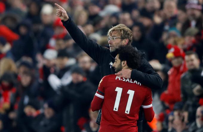 Veselje trenerja Jürgena Kloppa in najboljšega strelca Liverpoola Mohameda Salaha. | Foto: Reuters