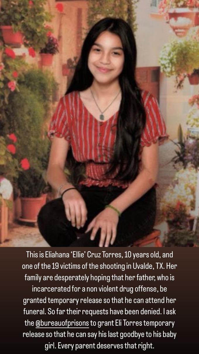 Eliahana Cruz Torres je bila ena izmed 19 žrtev streljanja na osnovni šoli v Teksasu. | Foto: Instagram