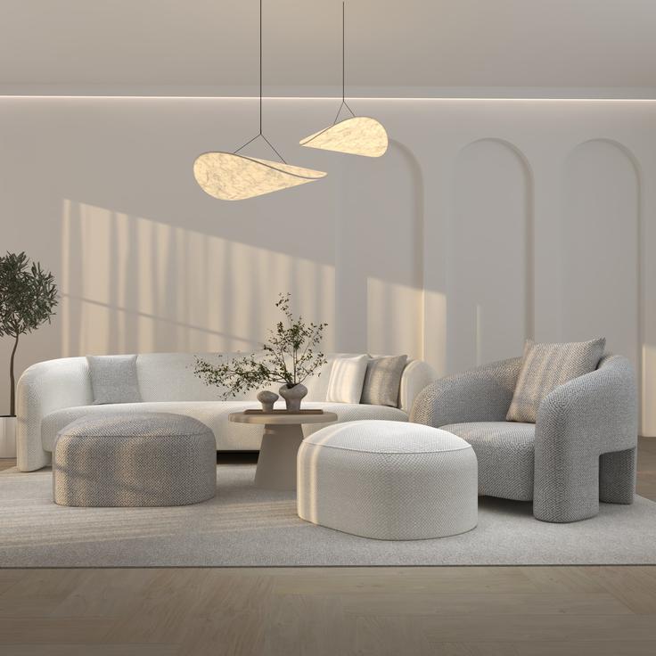 Izdelki: trosed korra Liris, fotelj korra Liris, otomanski stol korra Liris, viseča svetilka Zorra Lighting Recens, klubska mizica korra Donna. | Foto: Fero-Term