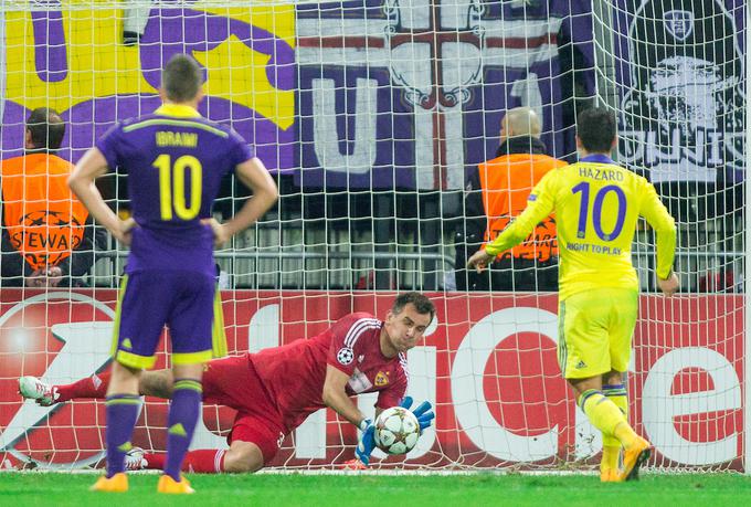 Eden Hazard nima najlepših spominov na Slovenijo, saj je leta 2014 s Chelseajem v ligi prvakov proti Mariboru osvojil le točko (1:1), obenem pa mu je Jasmin Handanović ubranil kazenski strel. | Foto: Vid Ponikvar