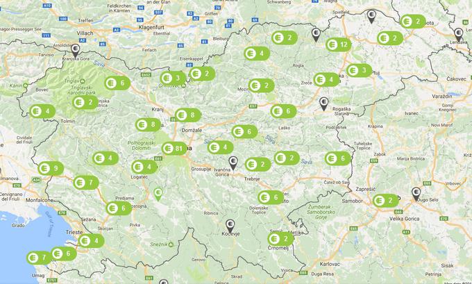 Trenutna mreža električnih polnilnic v Sloveniji (vir: Elektro Ljubljana). | Foto: 