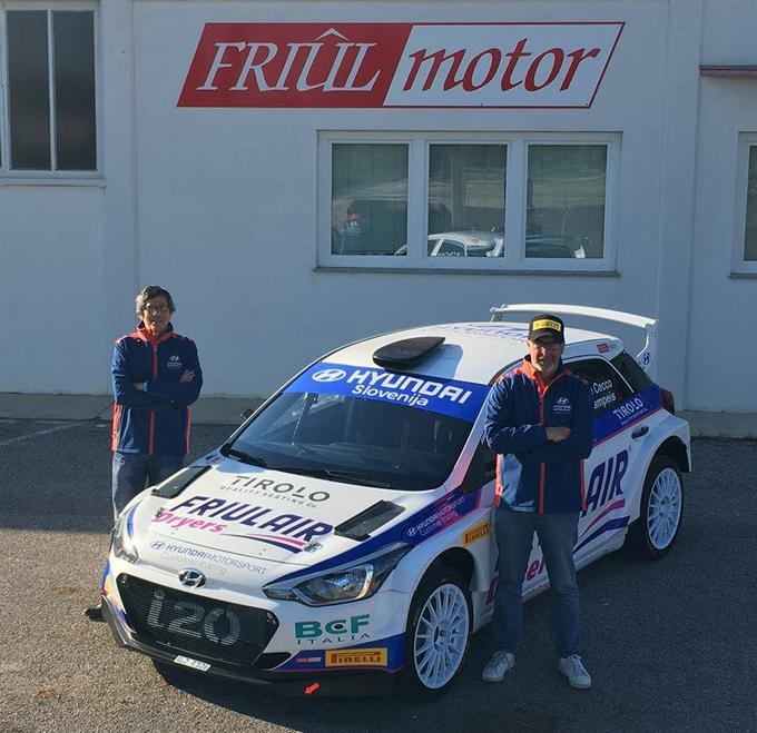 Claudio De Cecco (desno) in njegov sovoznik Jean Campeis ob hyundaiju i20 R5. | Foto: FriulMotor