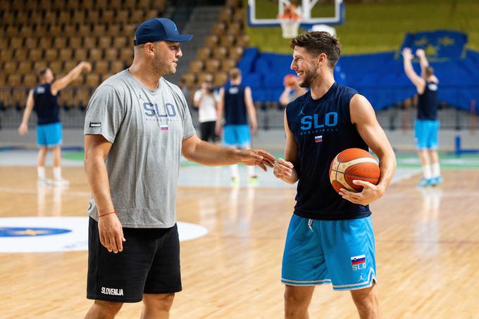 slovenska košarkarska reprezentanca trening Marko Milič Aleksej Nikolić | Foto: Vid Ponikvar/Sportida