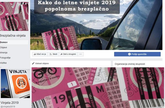 Profil "Brezplačna vinjeta 2019" pri ponujanju vinjet ni osamljen. Nagradne igre že pred iztekom novembra organizira tudi več drugih profilov.  | Foto: Matic Tomšič / Posnetek zaslona