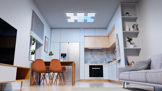 Primer kuhinje, osvetljene s pametnimi stropnimi svetili Nanoleaf Skylight | Foto: Nanoleaf