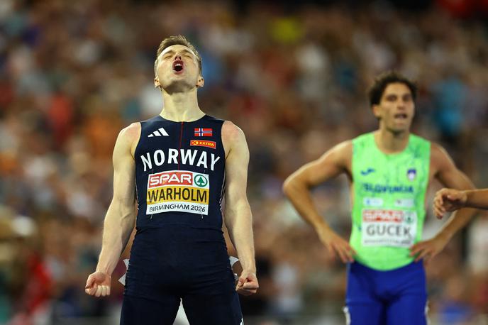 Karsten Warholm | Matic Ian Guček je bil v polfinalu tretji, v finalu pa je močno zaostal za zmagovalcem, Karstenom Warholmom. | Foto Reuters