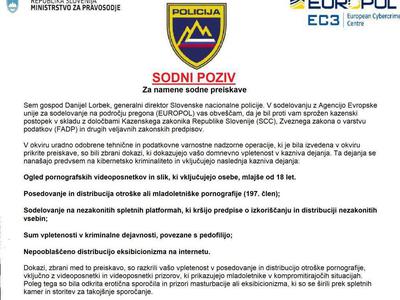 Ste prejeli takšen "sodni poziv"? Policija opozarja, da gre za lažno sporočilo