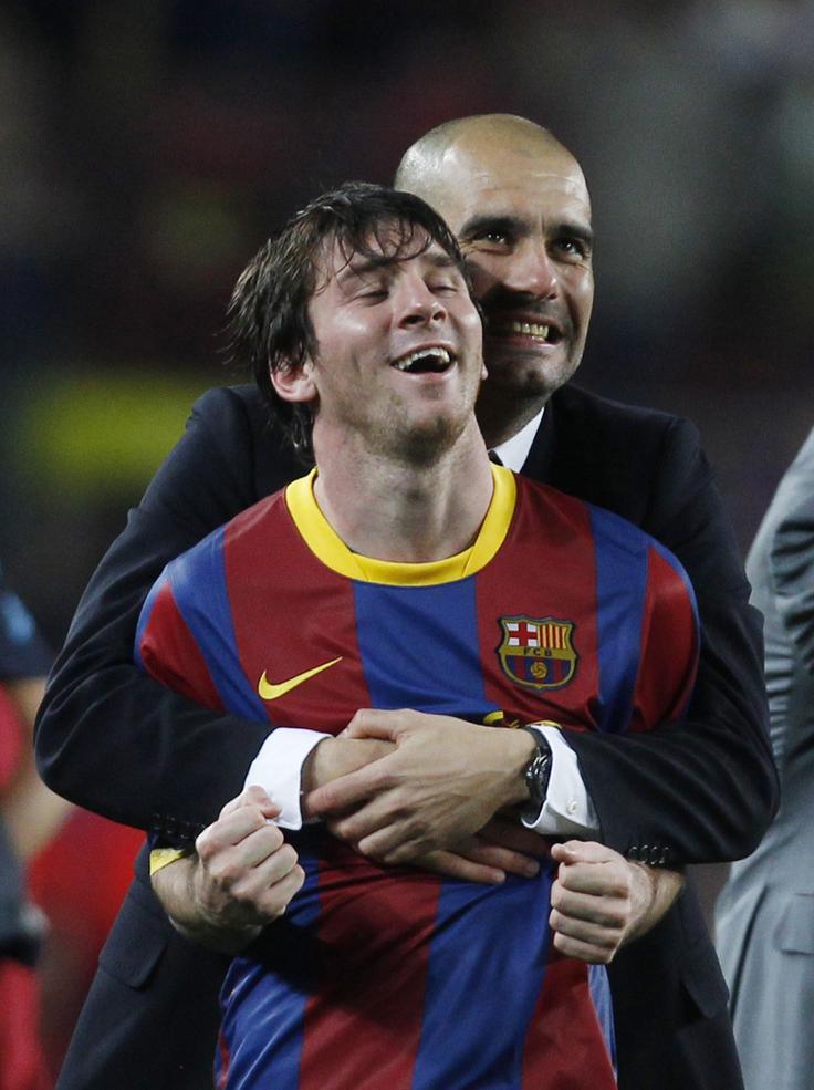 Josep Guardiola, Lionel Messi Josep Guardiola in Lionel Messi iz časov, ko sta navduševala pri Barceloni. | Foto: Reuters