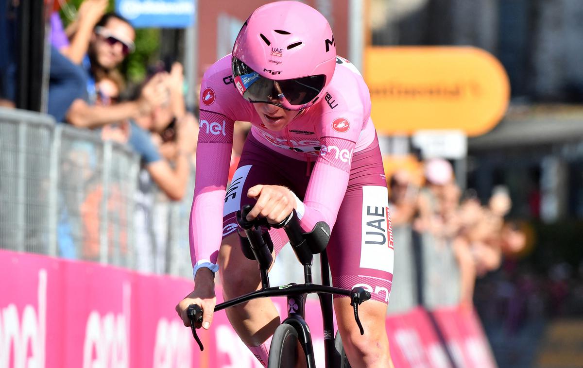 Tadej Pogačar, Giro 2024 | Tadej Pogačar je bil tokrat 29 sekund počasnejši od Filippa Ganne. | Foto Reuters