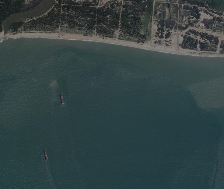 Satelitski posnetek kitajskih civilnih tovornih ladij, ki so sredi avgusta letos sodelovale na vojaških vajah v kitajski provinci Guangdong. Podobne vaje so bile letos poleti še na več drugih krajih, sodelovalo pa naj bi več kot sto kitajskih civilnih ladij. Vojaški strokovnjaki se strinjajo, da Kitajci vadijo morebitno invazijo na Tajvan.  | Foto: Reuters