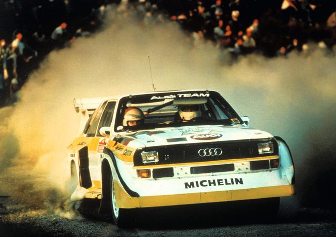 Walterja Röhrla se najbolj spomnimo v kombinaciji z audijem quattro S1, skupine B. Z njim je leta 1985 v San Remu tudi dobil svoj zadnji reli za svetovno prvenstvo. | Foto: Audi