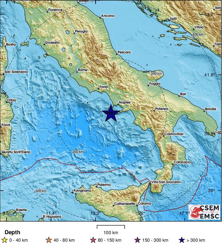 Italija, potres, Tirensko morje | Foto: https://m.emsc.eu/